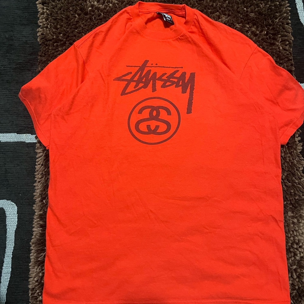 Stussy Men's Bold Orange Logo Tee